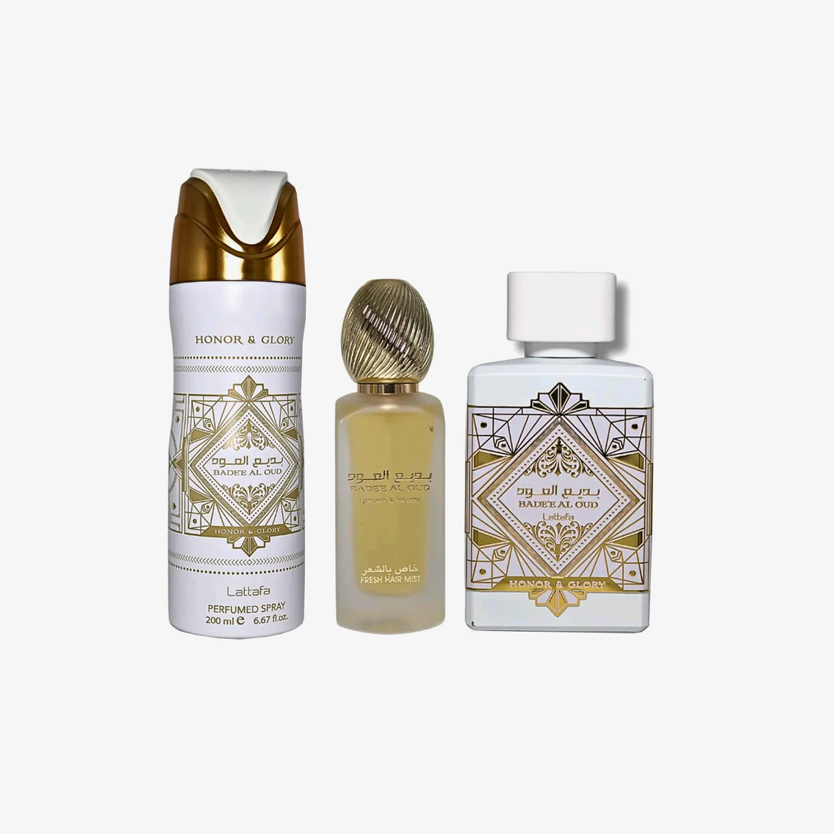 Lattafa Set Honor & Glory EDP 100 ML + Deo + Aceite